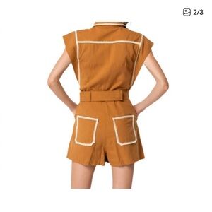 Ciebon Crochet Detail Romper in Brown NWT